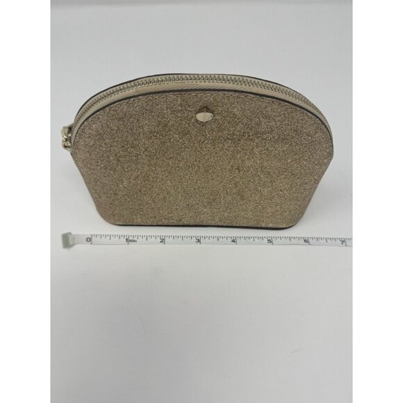 KATE SPADE Rose Gold/Pink and Gold Glitter Domed Cosmetic Bag Set of 2 - Picture 9 of 10